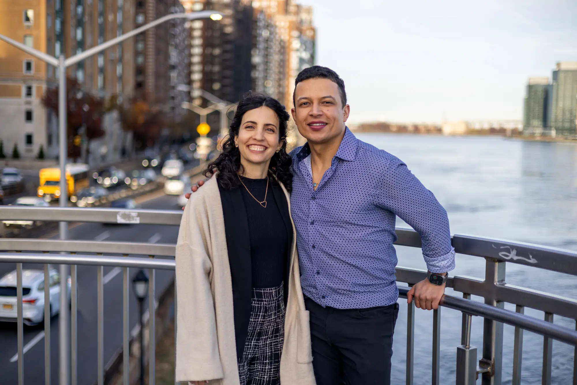 A couple enjoying outside view
