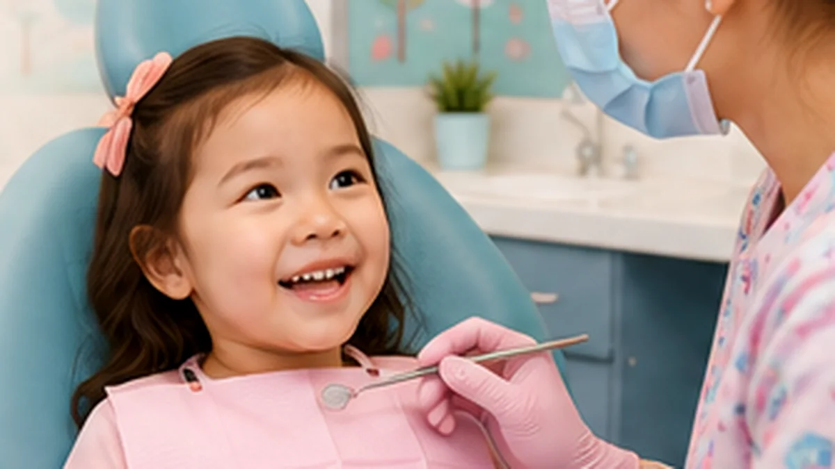 Child receiving gentle dental care before nitrous oxide sedation at a pediatric dentist in NYC